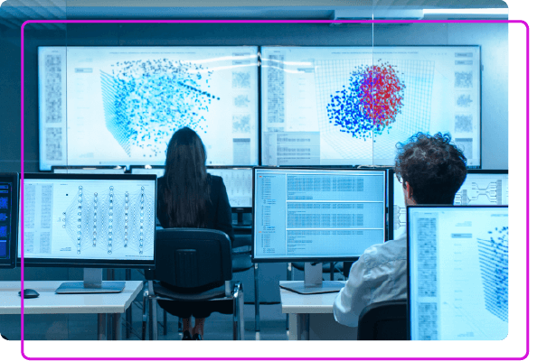 Team of Computer Engineers Work on Machine Learning Neural Network Technology Development and Data Mining large datasets.