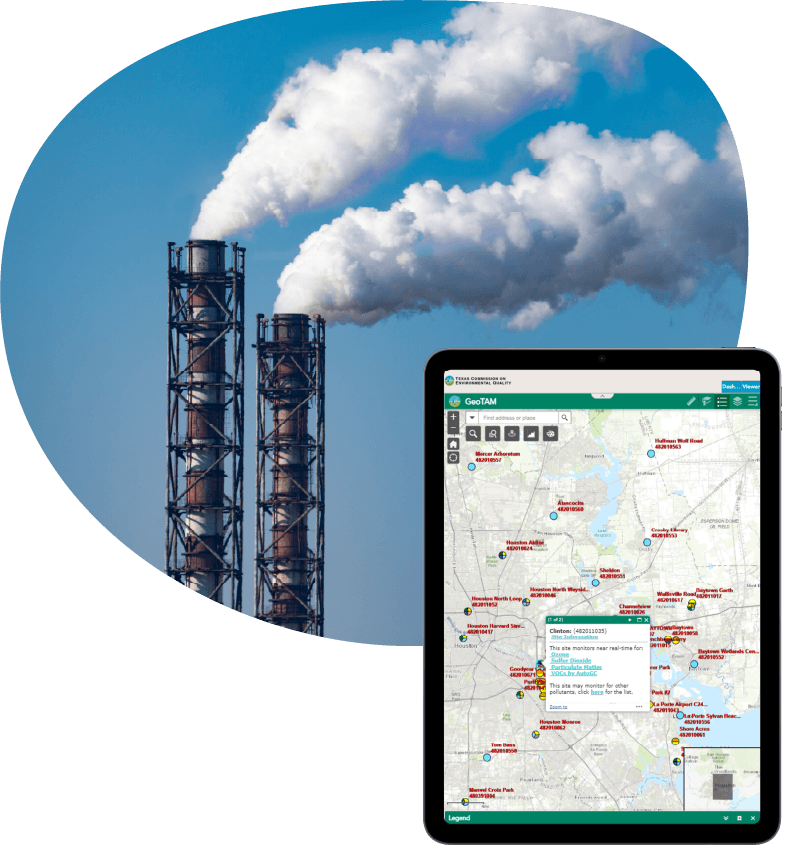 Texas dashboard map displays location details