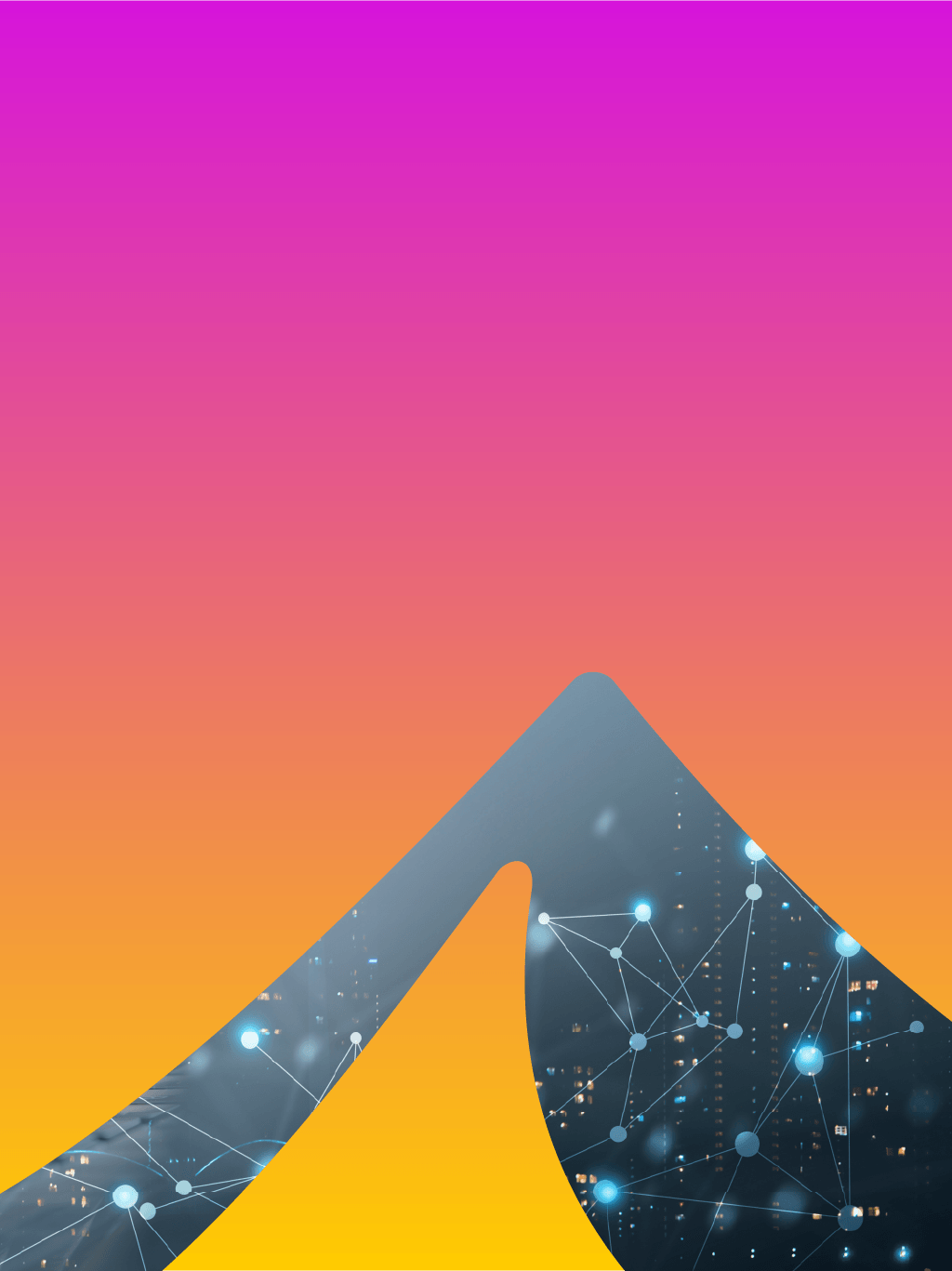 network of dots in a mountain mask with a pink gradient background